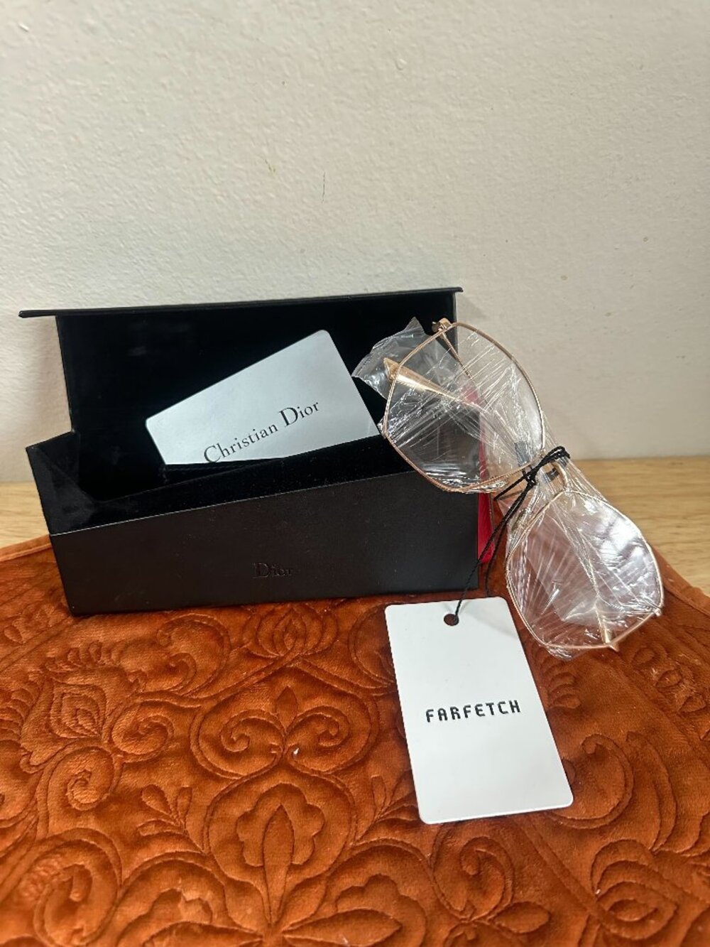 Christian Dior Rose Gold Geometric Metal Eyeglasses